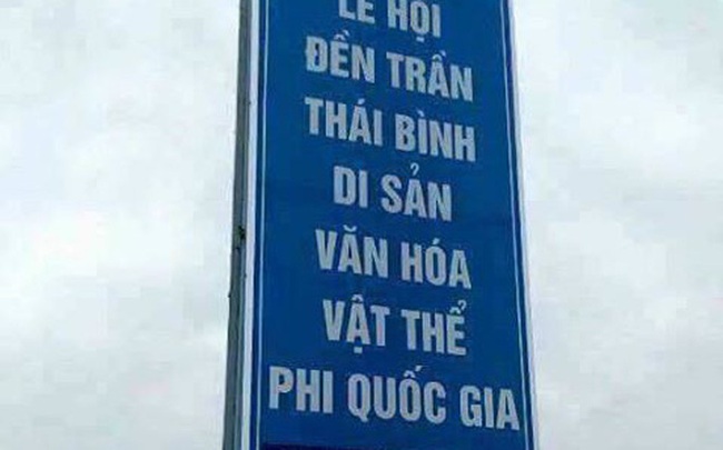 Lãnh đạo tỉnh Thái Bình lên tiếng về tấm biển lạ quảng cáo lễ hội đền Trần - Ảnh 1.