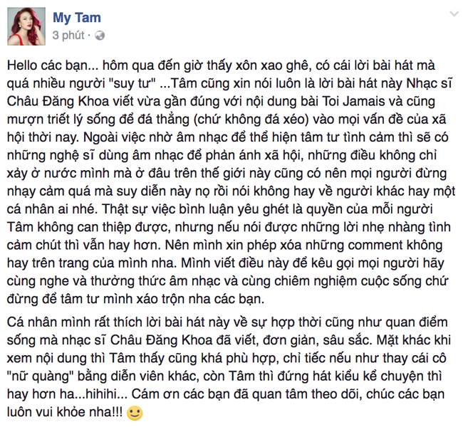 Mỹ Tâm phủ nhận đá xéo nhạc sĩ Vũ Xuân Hùng trong Em thì không - Ảnh 2.