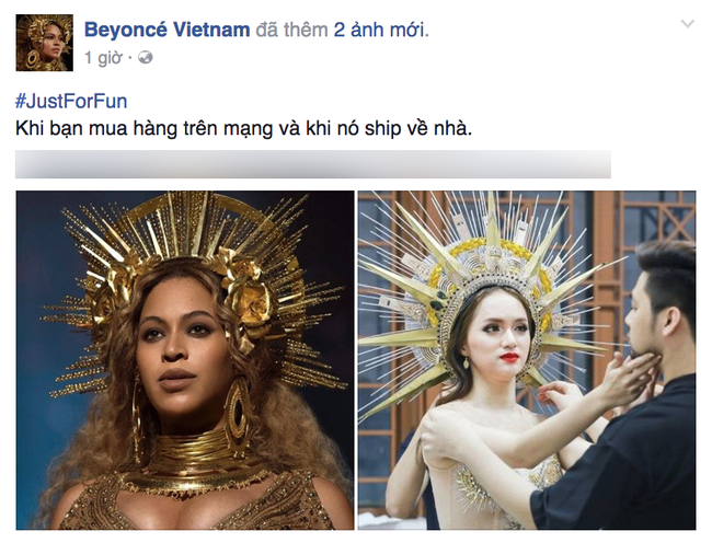 Hương Giang Idol bị chế ảnh hài vì dùng hình tượng Nữ thần mặt trời quá giống của Beyoncé - Ảnh 1.