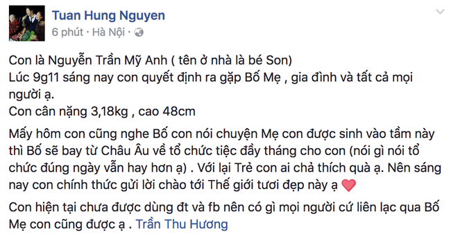 Tuấn Hưng và vợ hạnh phúc đón chào thiên thần nhỏ thứ hai - Ảnh 1.