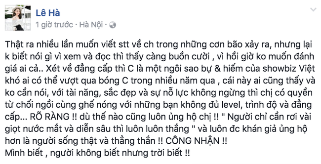 Lê Hà bênh vực Hà Hồ, ngầm ám chỉ Minh Hằng rơi nước mắt chỉ là diễn sâu? - Ảnh 1.