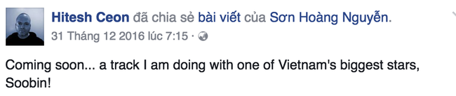 Soobin Hoàng Sơn hé lộ dự án khủng hợp tác với nhà sản xuất nổi tiếng thế giới Hitesh Ceon - Ảnh 3.