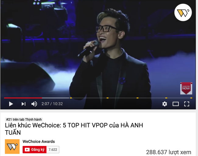 Liên khúc 5 hit Vpop của Hà Anh Tuấn tại Gala WeChoice Awards thuộc top hot nhất Việt Nam - Ảnh 1.