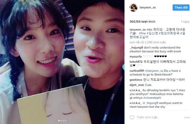 Seolhyun bình luận trên Instagram của Taeyeon sau khi Taeyeon đề cập đến cô trên radio - Ảnh 1.