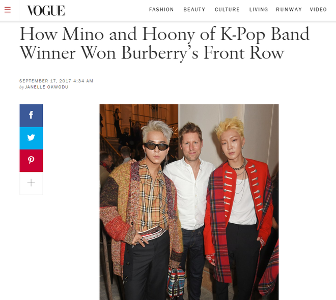 Dự show Burberry, Mino và Seunghoon được Vogue khen hết lời, nhận xét WINNER là một trong những nhóm nhạc mặc đẹp nhất thế giới - Ảnh 1.