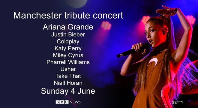 Ariana Grande, Justin Bieber cùng hàng loạt nghệ sĩ lớn tham gia concert gây quỹ cho nạn nhân vụ khủng bố Manchester - Ảnh 1.