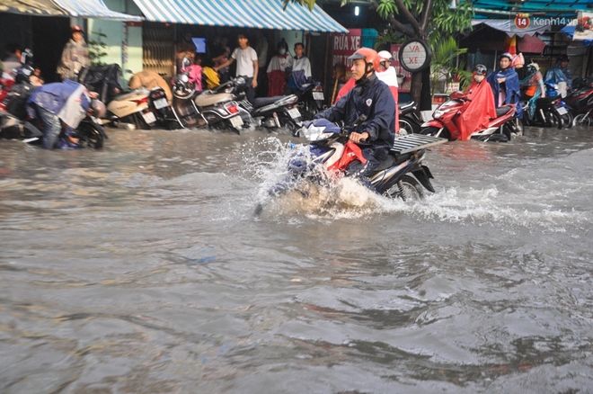 Người Sài Gòn không dám về nhà vì đường phố biến thành sông sau cơn mưa kéo dài hơn 1 tiếng - Ảnh 4.