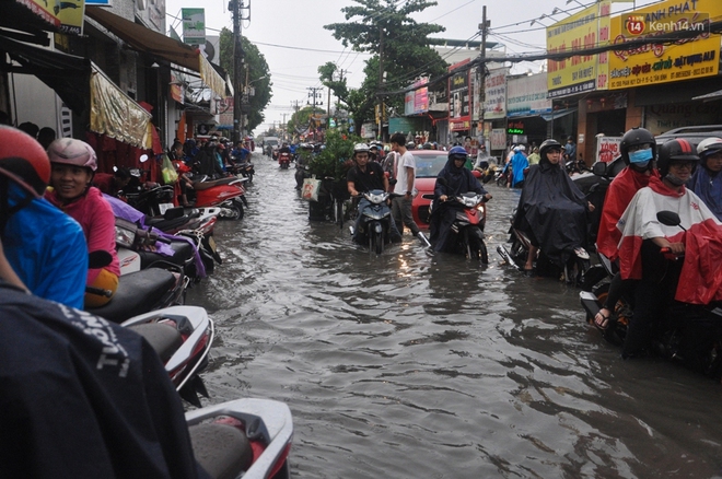 Người Sài Gòn không dám về nhà vì đường phố biến thành sông sau cơn mưa kéo dài hơn 1 tiếng - Ảnh 9.