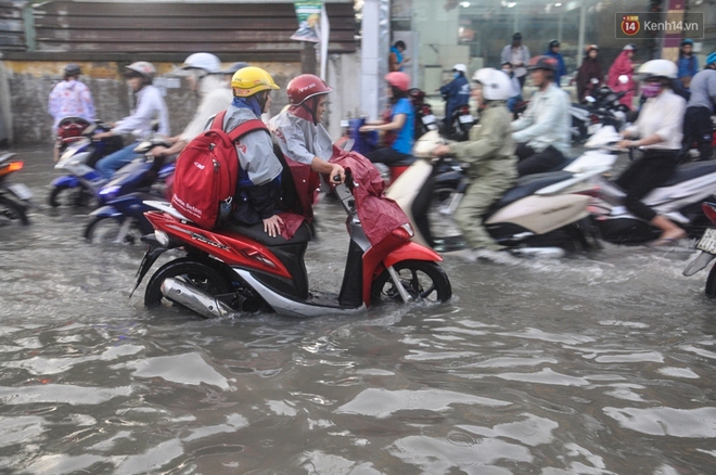 Người Sài Gòn không dám về nhà vì đường phố biến thành sông sau cơn mưa kéo dài hơn 1 tiếng - Ảnh 17.