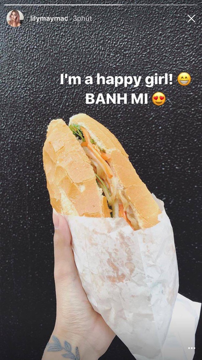 Lily Maymac khéo nịnh fan Việt khi khoe ảnh ăn bánh mì - Ảnh 2.