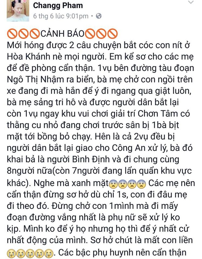 Hai cô gái dựng chuyện trẻ con bị bắt cóc ở Đà Nẵng để câu like bán hàng trên facebook - Ảnh 1.