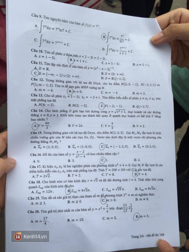 Đề thi môn Toán kỳ thi tốt nghiệp THPT quốc gia 2017 - Ảnh 3.