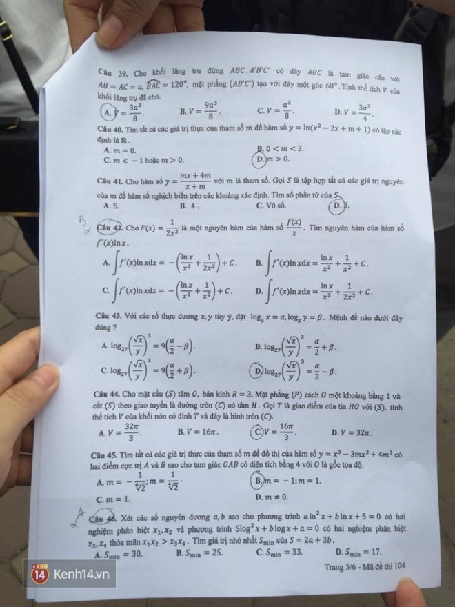 Đề thi môn Toán kỳ thi tốt nghiệp THPT quốc gia 2017 - Ảnh 6.