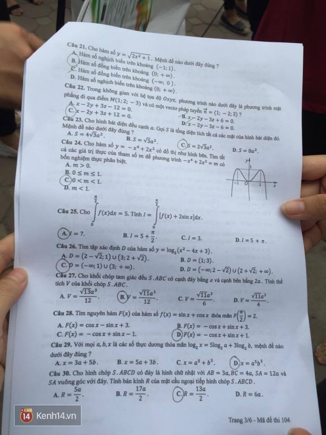 Đề thi môn Toán kỳ thi tốt nghiệp THPT quốc gia 2017 - Ảnh 4.