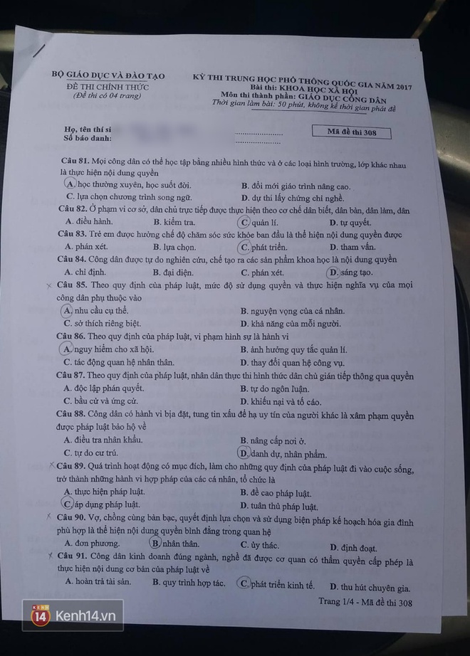 Đề thi môn Giáo dục công dân kỳ thi tốt nghiệp THPT Quốc gia 2017 - Ảnh 5.