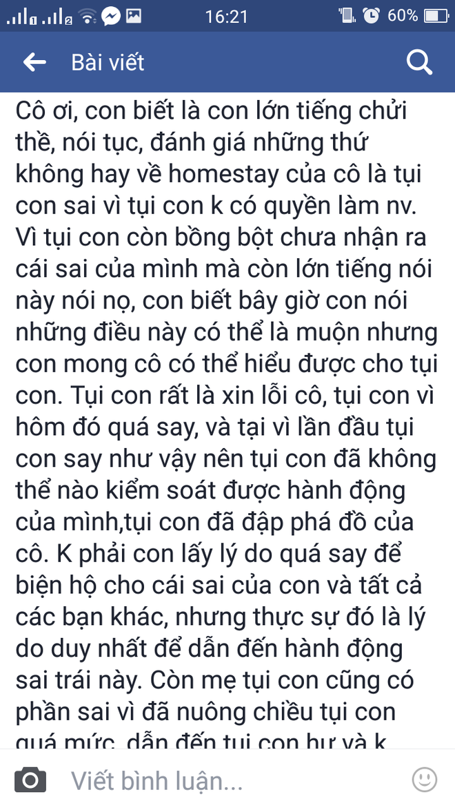 Nh&oacute;m học sinh lớp 9 xin lỗi c&ocirc; chủ homestay ở Vũng T&agrave;u sau khi nhậu say, đập ph&aacute; t&agrave;i sản giữa đ&ecirc;m - Ảnh 9.