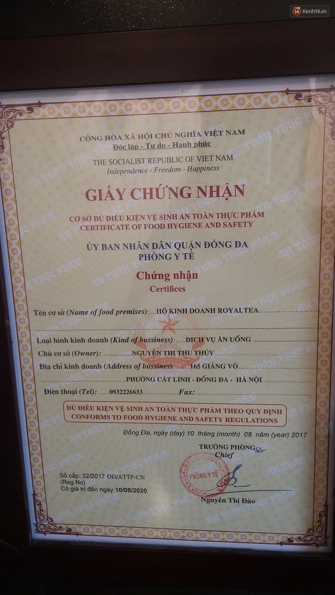 Chủ sở hữu của các chuỗi Royaltea tại Hà Nội, Sài Gòn: Thương hiệu Royaltea không được bảo hộ nên ai cũng có thể kinh doanh mà không vi phạm pháp luật - Ảnh 8.