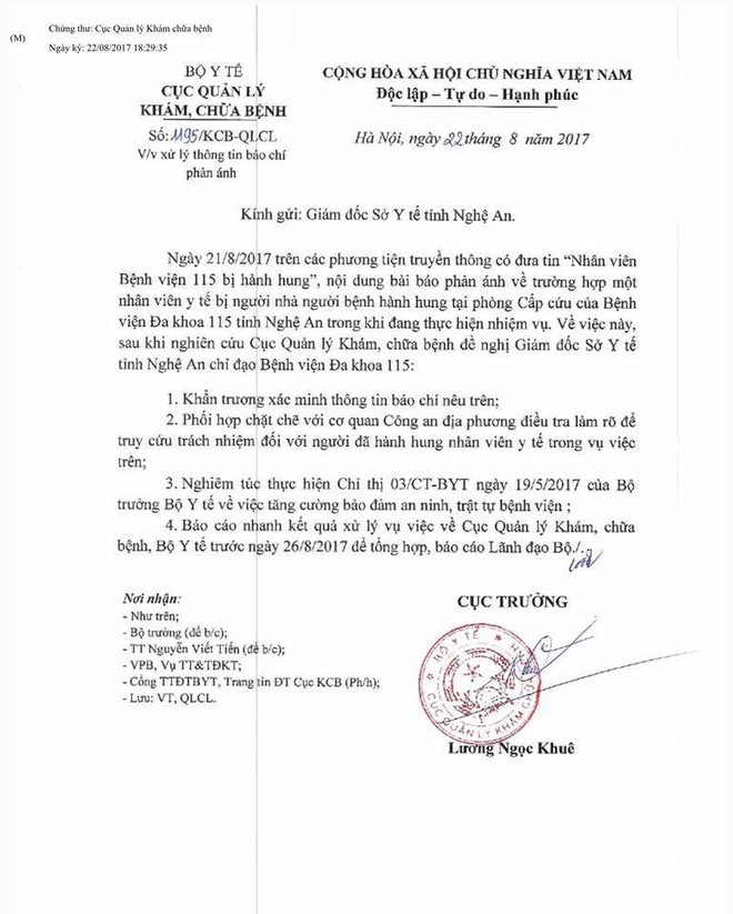 Bộ Y tế yêu cầu báo cáo vụ nhân viên Bệnh viện 115 Nghệ An bị hành hung - Ảnh 2.