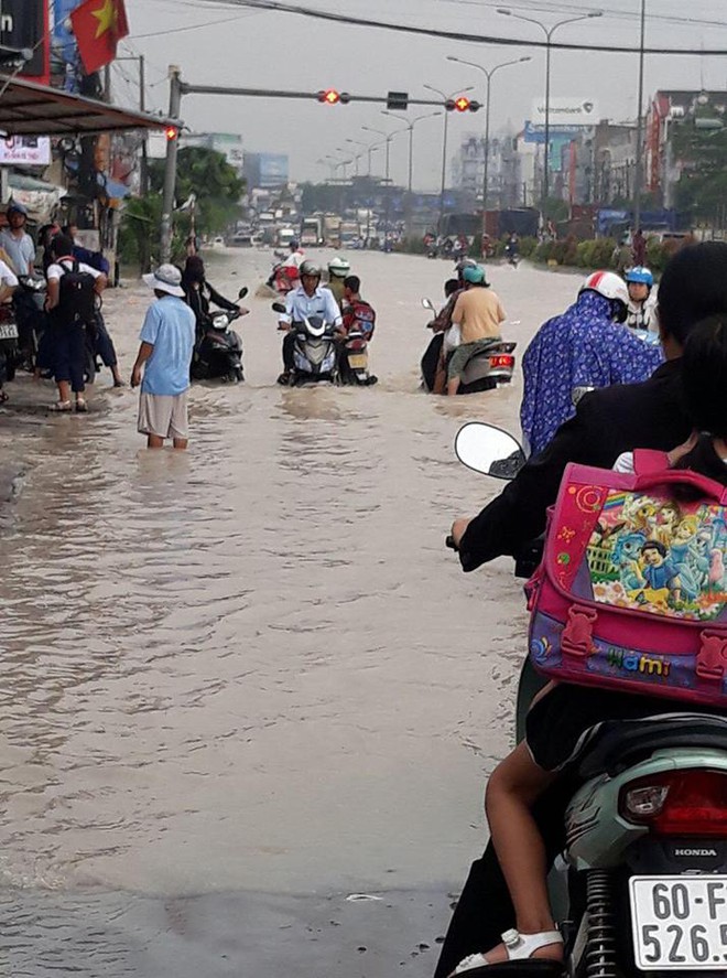 Sau cơn mưa lớn, Biên Hòa chìm trong biển nước - Ảnh 3.