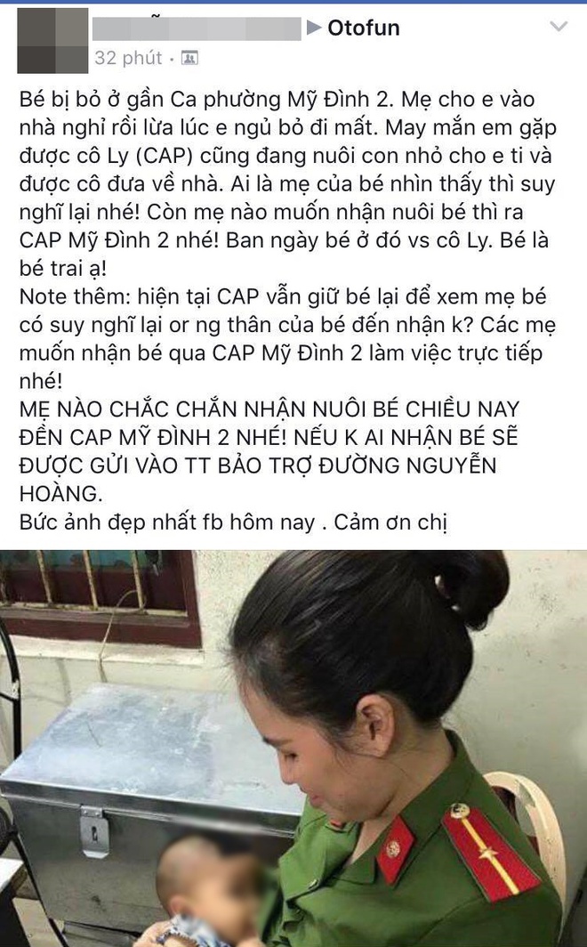 Hà Nội: Bé trai khát sữa bị mẹ bỏ rơi trong nhà nghỉ, nữ công an động lòng cho bú và đưa về nhà chăm sóc - Ảnh 1.