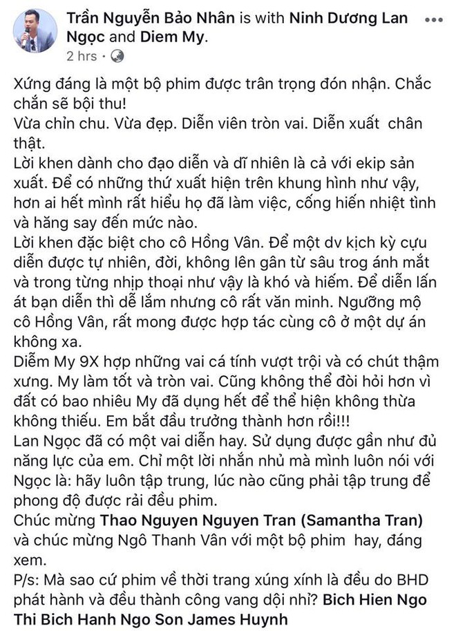 Tăng Thanh Hà, Lương Mạnh Hải và nhiều sao Việt đồng loạt khen ngợi Cô Ba Sài Gòn hết lời - Ảnh 4.