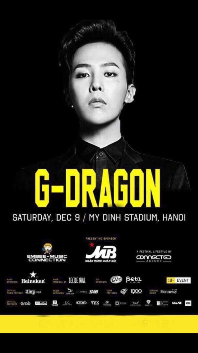 Xôn xao về poster thông báo G-Dragon (Big Bang) diễn tại sân vận động Mỹ Đình vào tháng 12 - Ảnh 1.