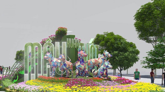 Linh vật đường hoa Tết Mậu Tuất 2018 ở phố đi bộ Nguyễn Huệ S&agrave;i G&ograve;n lấy cảm hứng từ ch&oacute; Ph&uacute; Quốc - Ảnh 2.
