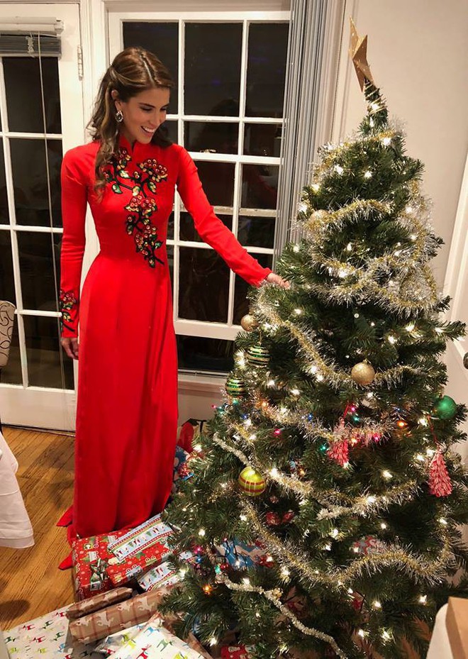 Hoa hậu Hòa bình Quốc tế 2017 người Peru bất ngờ diện áo dài Việt Nam để đón Giáng Sinh - Ảnh 3.