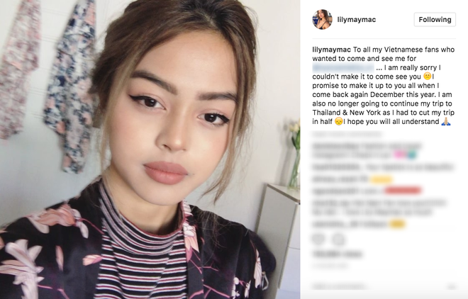 Lily Maymac xin lỗi fan vì không thể tới Việt Nam trong tháng 7 như dự định - Ảnh 2.