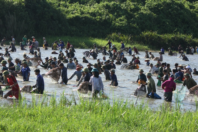 H&agrave; Tĩnh: H&agrave;ng trăm người đội nắng xuống đầm bắt c&aacute; để cầu may - Ảnh 9.
