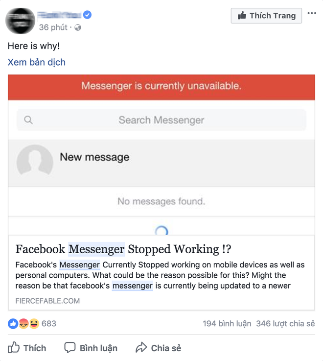 Facebook Messenger đã hoạt động trở lại sau sự cố sập ở nhiều nơi trên thế giới - Ảnh 3.