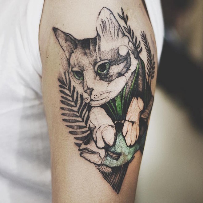 GIẢI MÃ Ý NGHĨA ĐÁNG YÊU VỀ HÌNH XĂM CON MÈO - TATTOO GÀ