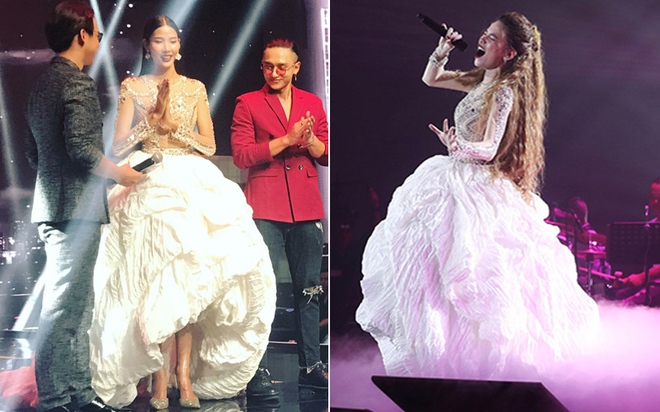 Chung kết The Face: Hoàng Thùy đụng hàng chiếc váy ấn tượng nhất trong liveshow mới của Hà Hồ - Ảnh 5.