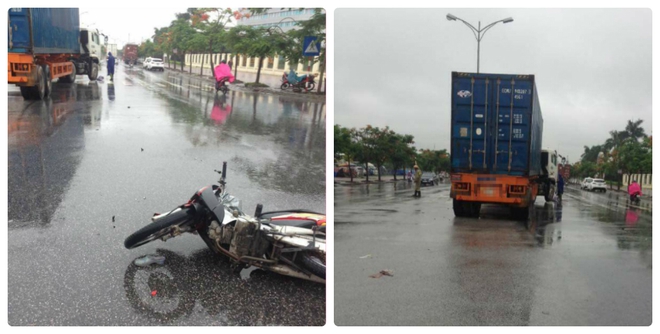 Hải Phòng: Bị xe container cán qua người, người phụ nữ đi xe máy tử vong tại chỗ - Ảnh 1.