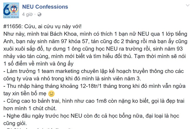 Chàng sinh viên Bách Khoa nhờ dân mạng hiến kế chiến thắng tình địch đi SH, lương tháng 18 triệu - Ảnh 1.