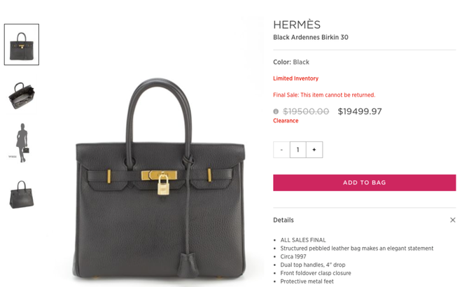 Lần đầu tiên túi Hermes Birkin và Kelly được bán giảm giá, mà lại còn giảm hẳn 0.03 USD! - Ảnh 4. Lần đầu tiên túi Hermes Birkin và Kelly được bán giảm giá, mà lại còn giảm hẳn 0.03 USD! - Ảnh 4.