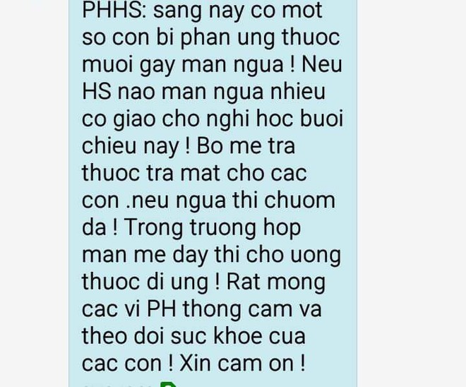 Hà Nội: 10 học sinh nổi mẩn ngứa, cay mắt sau khi nhà trường phun thuốc chống sốt xuất huyết - Ảnh 2.