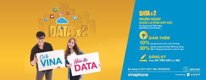 VinaPhone tăng gấp 2 dung lượng tất cả gói Data 3G/4G - Ảnh 2.