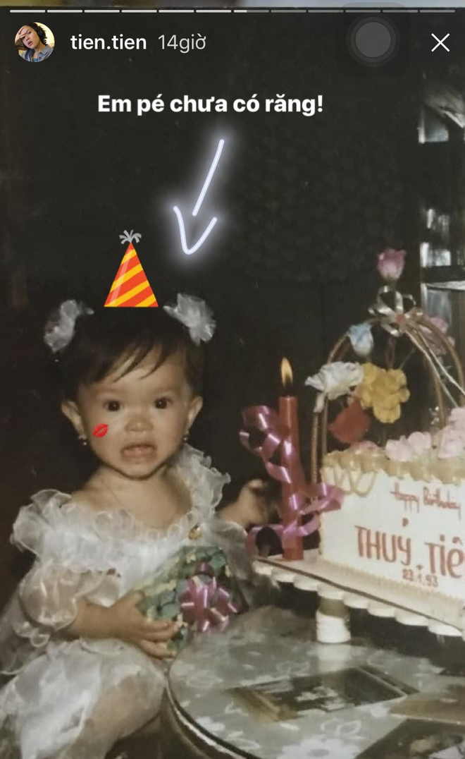 Tr&aacute;i ngược vẻ c&aacute; t&iacute;nh hiện tại, Ti&ecirc;n Ti&ecirc;n g&acirc;y ch&uacute; &yacute; khi khoe ảnh ng&agrave;y b&eacute; cực b&aacute;nh b&egrave;o! - Ảnh 2.