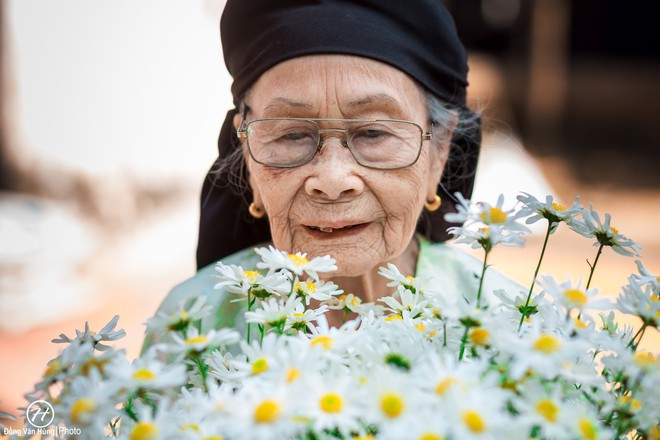 Người mẫu 99 tuổi điệu đà tạo dáng bên hoa cúc họa mi - Ảnh 2.