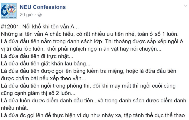 Có những nỗi khổ mà chỉ những đứa mang tên vần A mới hiểu! - Ảnh 1.