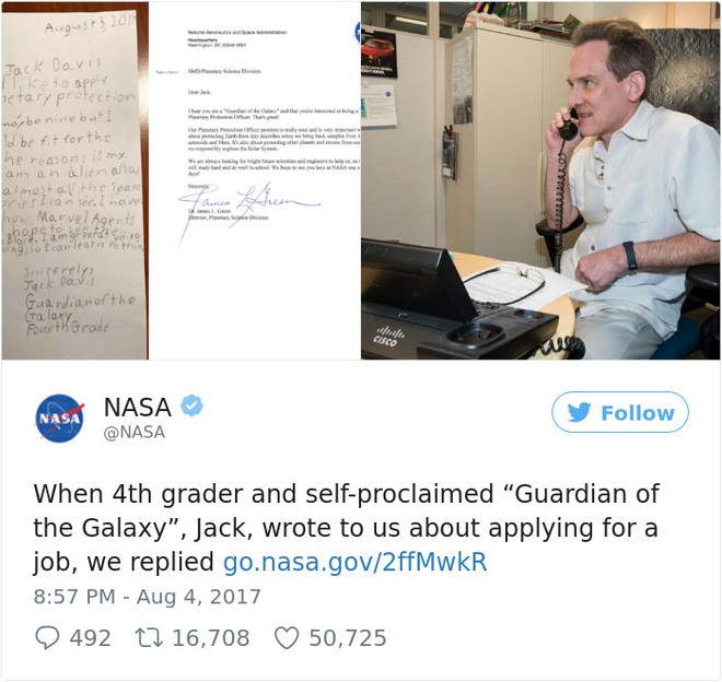 Bé trai 9 tuổi nộp đơn xin việc cho NASA, bất ngờ khi nhận được thư phản hồi từ chính giám đốc - Ảnh 3.