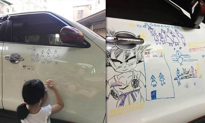 Con gái 5 tuổi vẽ lung tung lên ô tô, nhưng ông bố lại chẳng nỡ tức giận bởi vì... - Ảnh 1.