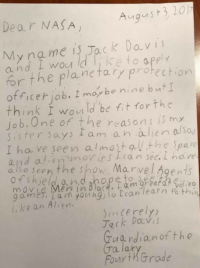 Bé trai 9 tuổi nộp đơn xin việc cho NASA, bất ngờ khi nhận được thư phản hồi từ chính giám đốc - Ảnh 1.