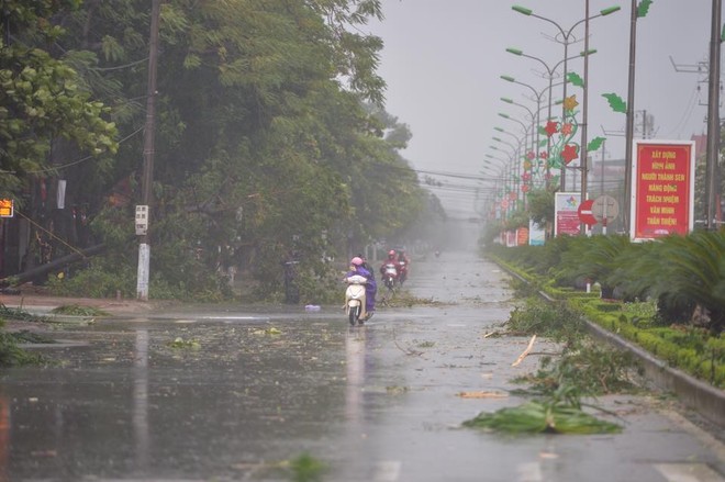 Ảnh hưởng của bão số 10: Mưa lớn kèm gió giật mạnh khiến nhiều phương tiện, biển quảng cáo bị thổi ngã - Ảnh 11.