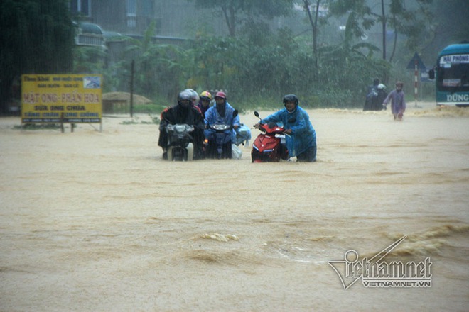 Trăm xe lặn ngụp giữa biển nước lũ Hòa Bình - Ảnh 10.