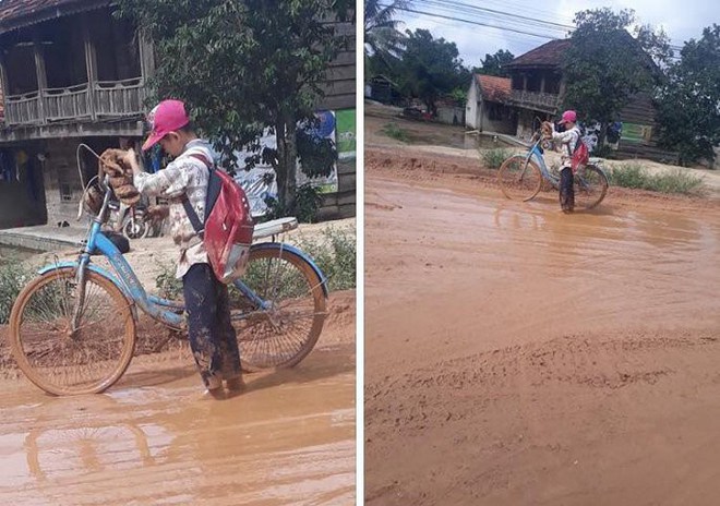X&oacute;t xa cảnh học sinh đầu t&oacute;c lấm lem, lội b&ugrave;n đến trường ở Đắk Lắk - Ảnh 2.