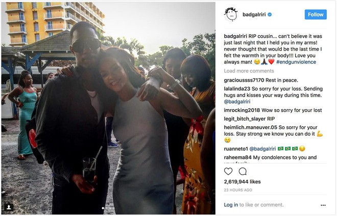 Rihanna đau x&oacute;t k&ecirc;u gọi dừng nạn bạo lực sau khi em họ đột ngột bị bắn chết - Ảnh 1.