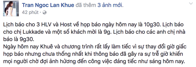 Lan Khuê lên tiếng sau lùm xùm đi trễ họp báo gần 2 tiếng! - Ảnh 1.