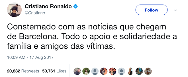 Ronaldo dẹp bỏ thù địch, gửi lời chia buồn đến nạn nhân ở Barcelona - Ảnh 1.